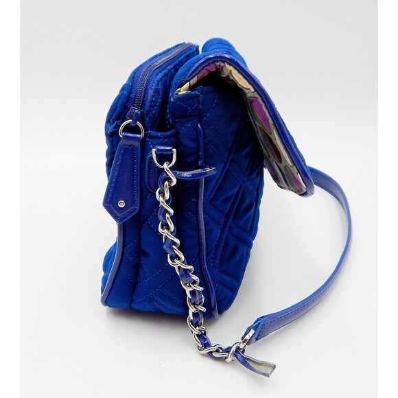 Vera Bradley Navy Quilted Purse Handbag Chain Leather Strap Shoulder Bag - Picture 2 of 16